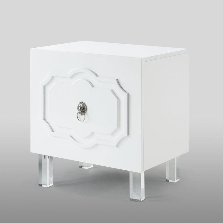 24" Clear and White End Table with Two Shelves Image 4