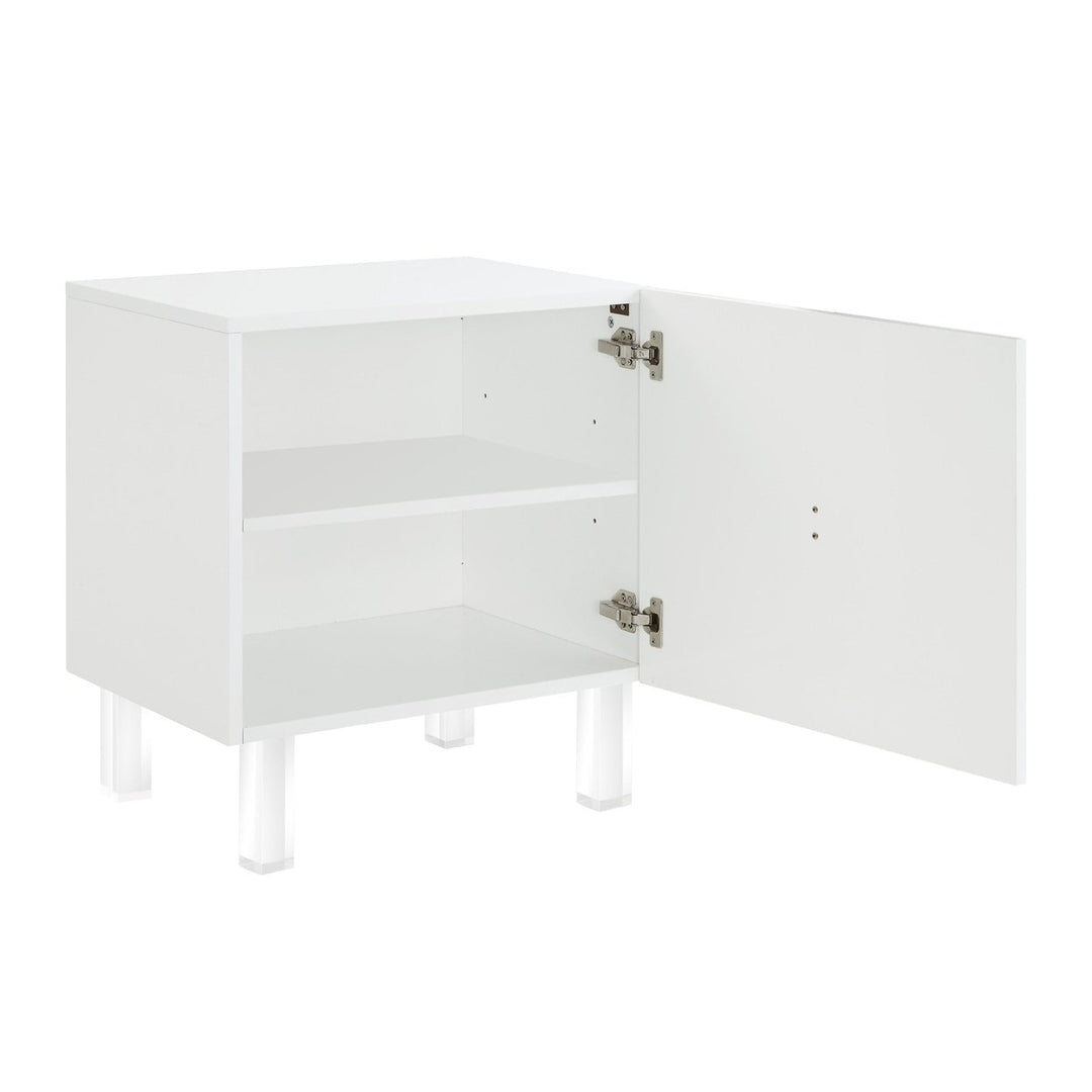 24" Clear and White End Table with Two Shelves Image 5