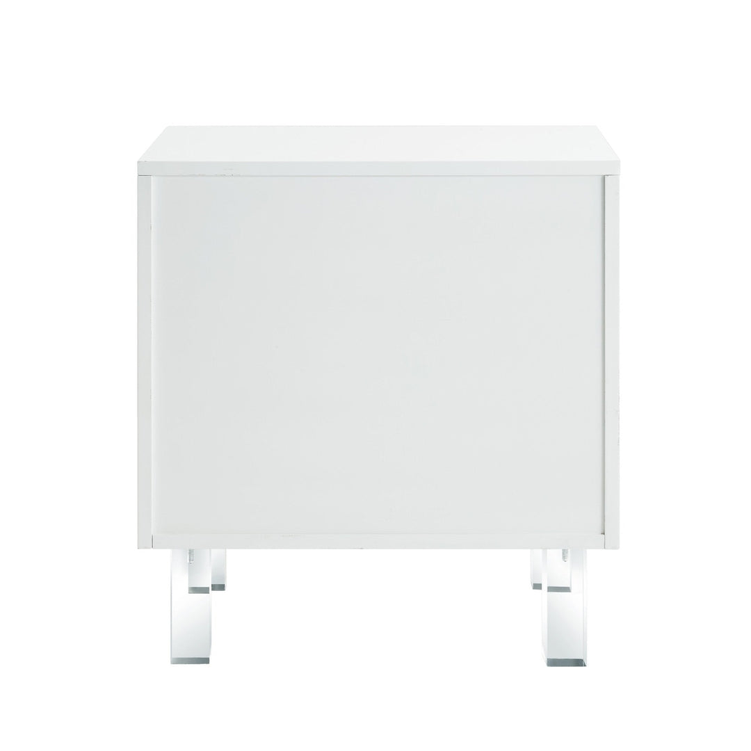 24" Clear and White End Table with Two Shelves Image 6