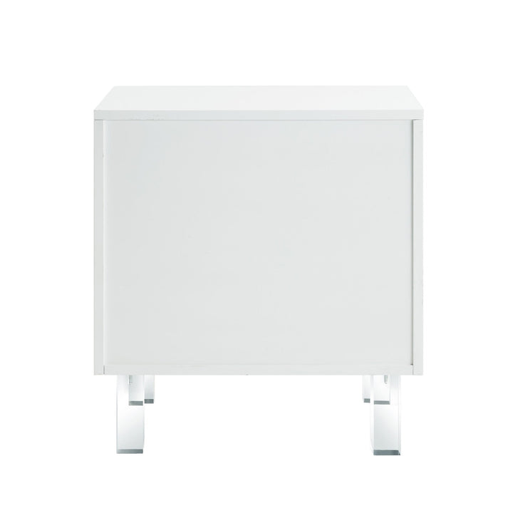 24" Clear and White End Table with Two Shelves Image 6