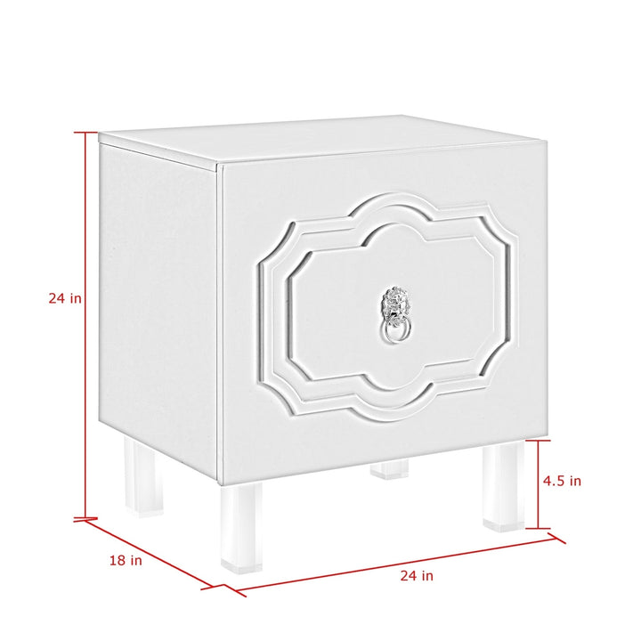 24" Clear and White End Table with Two Shelves Image 9