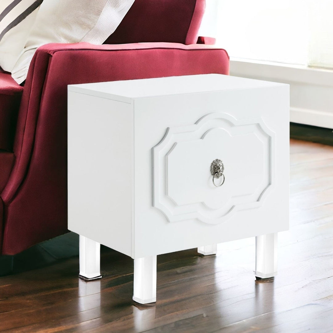 24" Clear and White End Table with Two Shelves Image 10