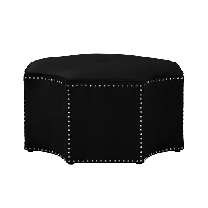 33" Navy Blue Velvet Specialty Cocktail Ottoman Image 11