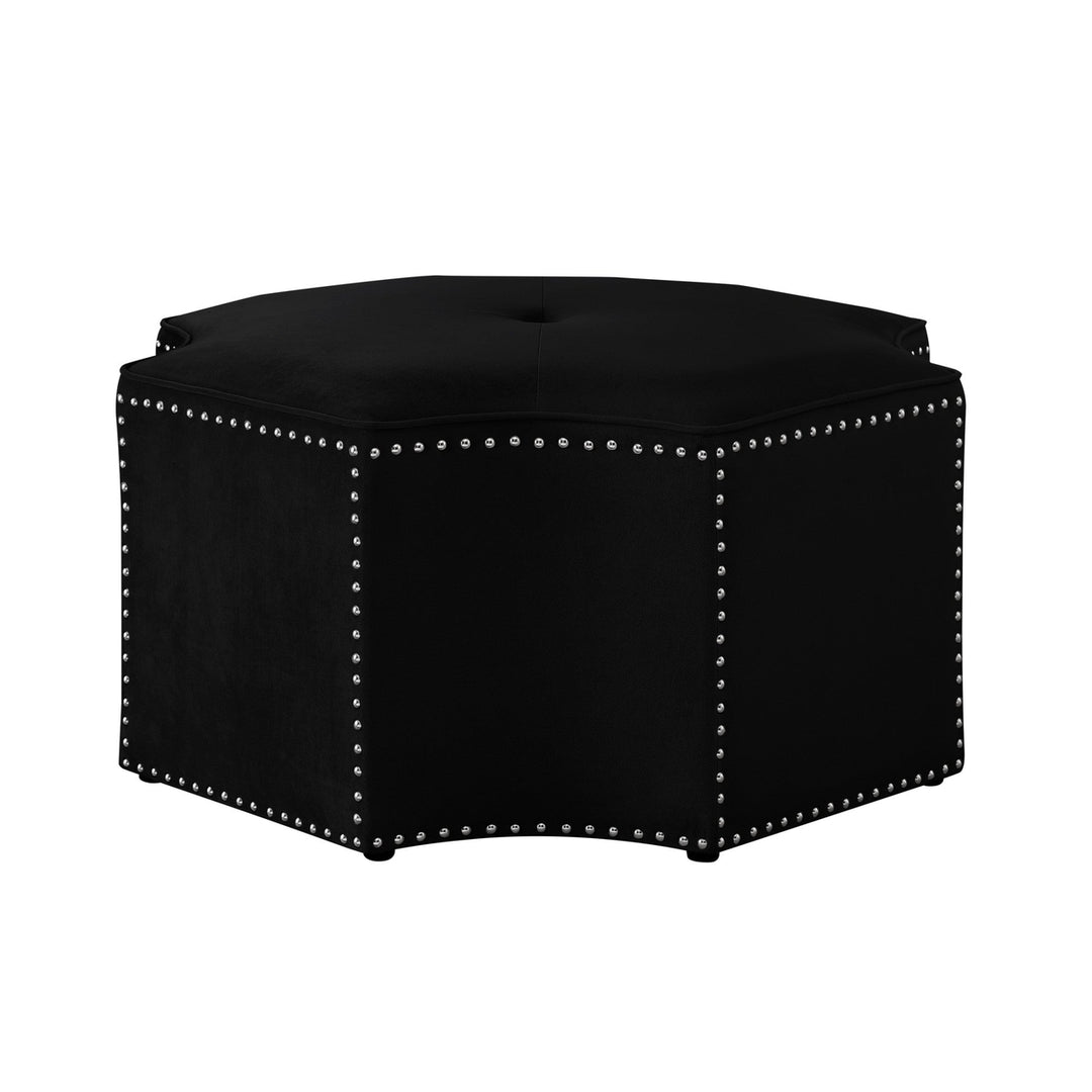 33" Navy Blue Velvet Specialty Cocktail Ottoman Image 12