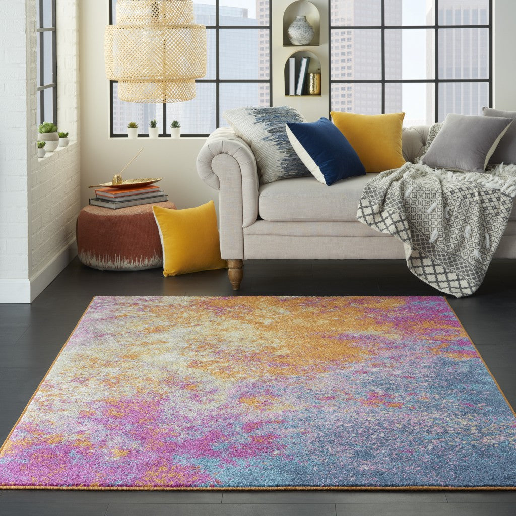 4 X 6 Sunset Abstract Power Loom Area Rug Image 4