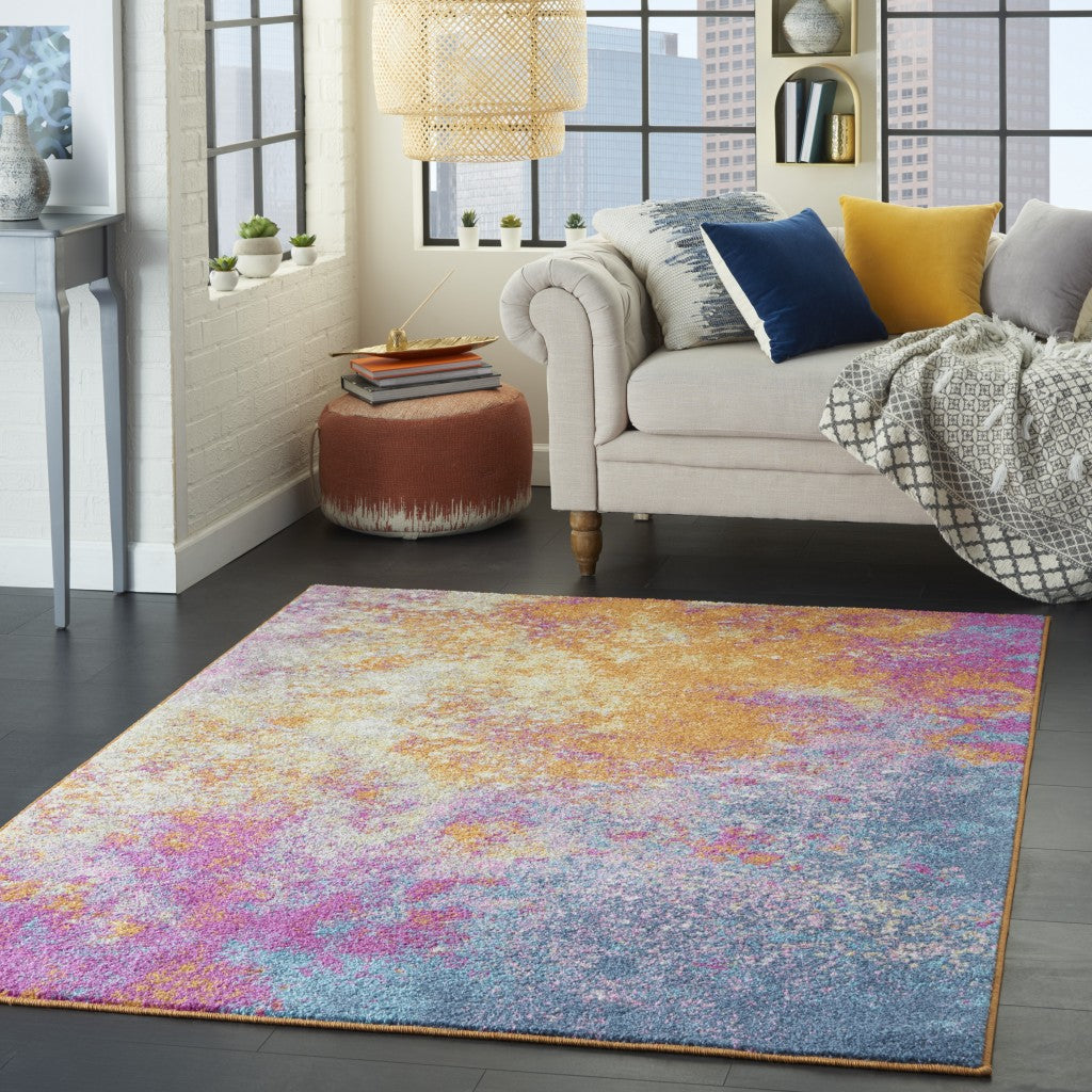 4 X 6 Sunset Abstract Power Loom Area Rug Image 6