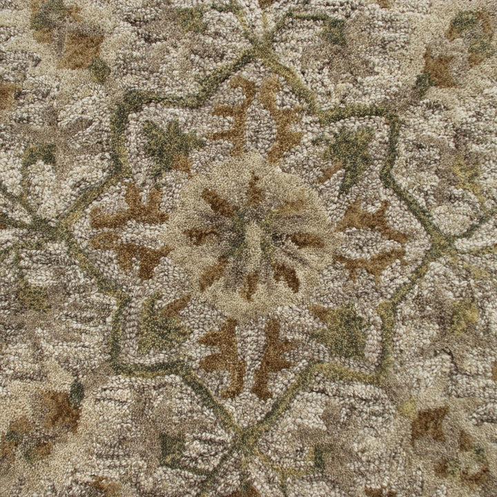 6 Round Beige Distressed Medallion Area Rug Image 4