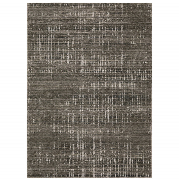 6 X 9 Charcoal Grey Grey Ivory Tan And Brown Abstract Power Loom Stain Resistant Area Rug Image 1