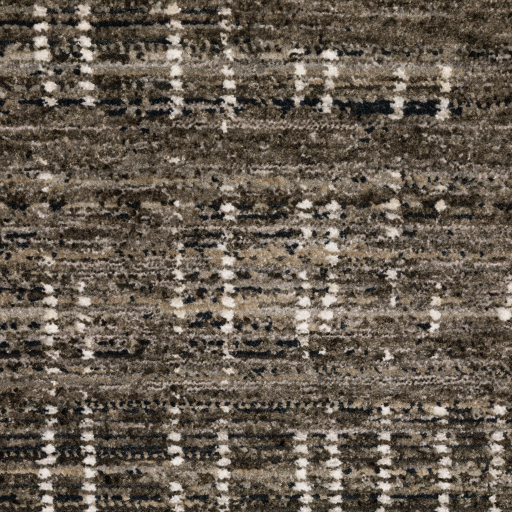 6 X 9 Charcoal Grey Grey Ivory Tan And Brown Abstract Power Loom Stain Resistant Area Rug Image 8