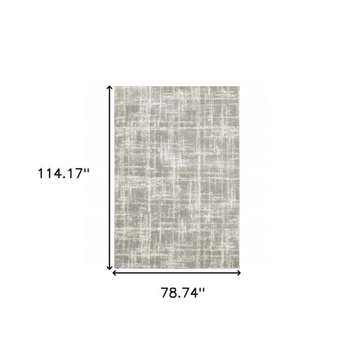 6 X 9 Grey And Ivory Abstract Shag Power Loom Stain Resistant Area Rug Image 11