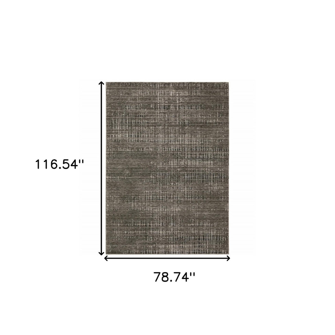 6 X 9 Charcoal Grey Grey Ivory Tan And Brown Abstract Power Loom Stain Resistant Area Rug Image 11