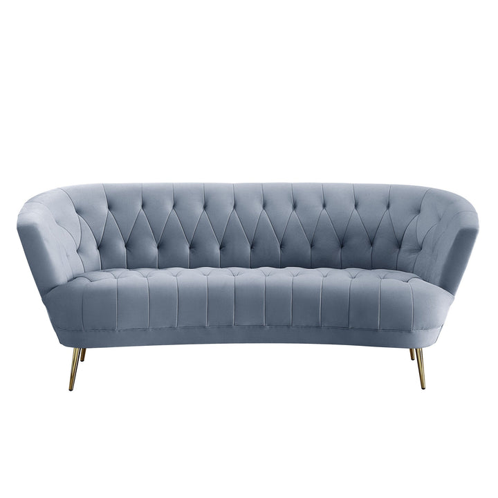 84" Light Gray Velvet Sofa With Gold Legs Image 2