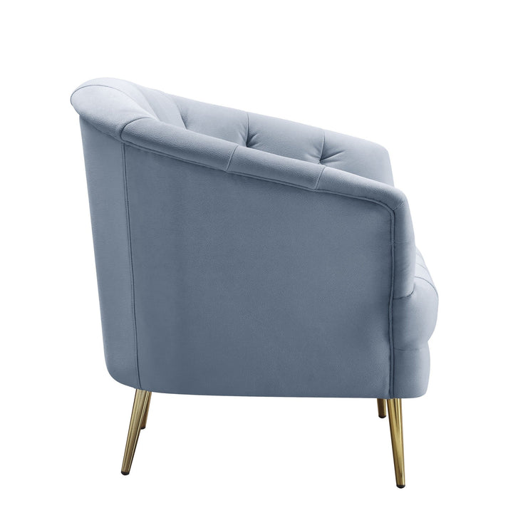 84" Light Gray Velvet Sofa With Gold Legs Image 3