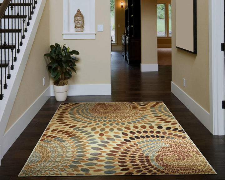 8 x 10 Cream and Brown Swirls Area Rug Image 8