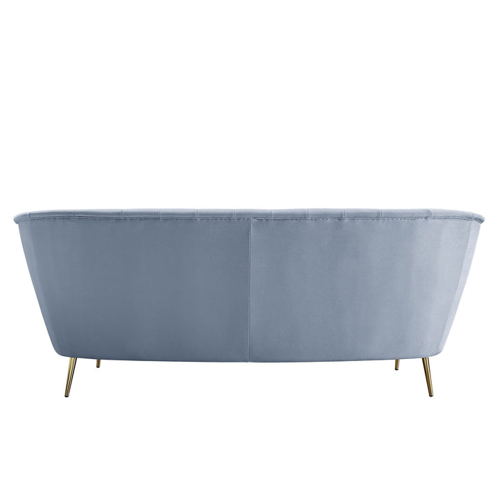 84" Light Gray Velvet Sofa With Gold Legs Image 4