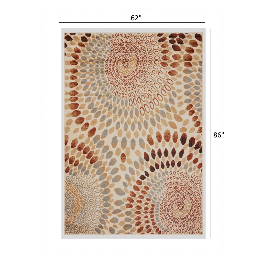 8 x 10 Cream and Brown Swirls Area Rug Image 9