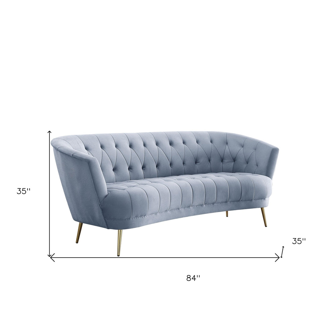 84" Light Gray Velvet Sofa With Gold Legs Image 7