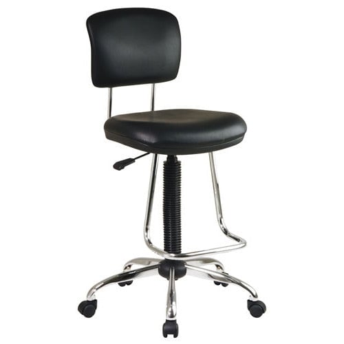 Chrome Finish Drafting Chair with Teardrop Chrome Footrest Image 1