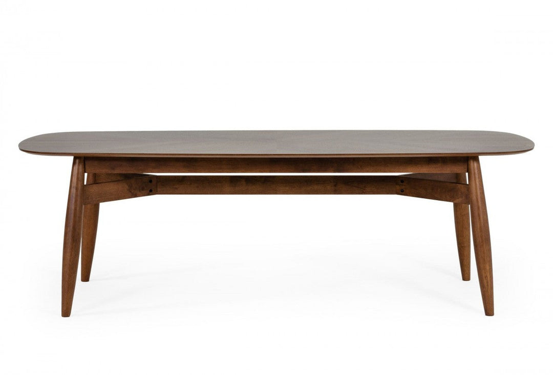 95" Walnut Rounded Rectangular Solid Wood Dining Image 3