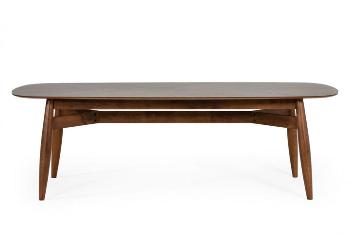 95" Walnut Rounded Rectangular Solid Wood Dining Image 3