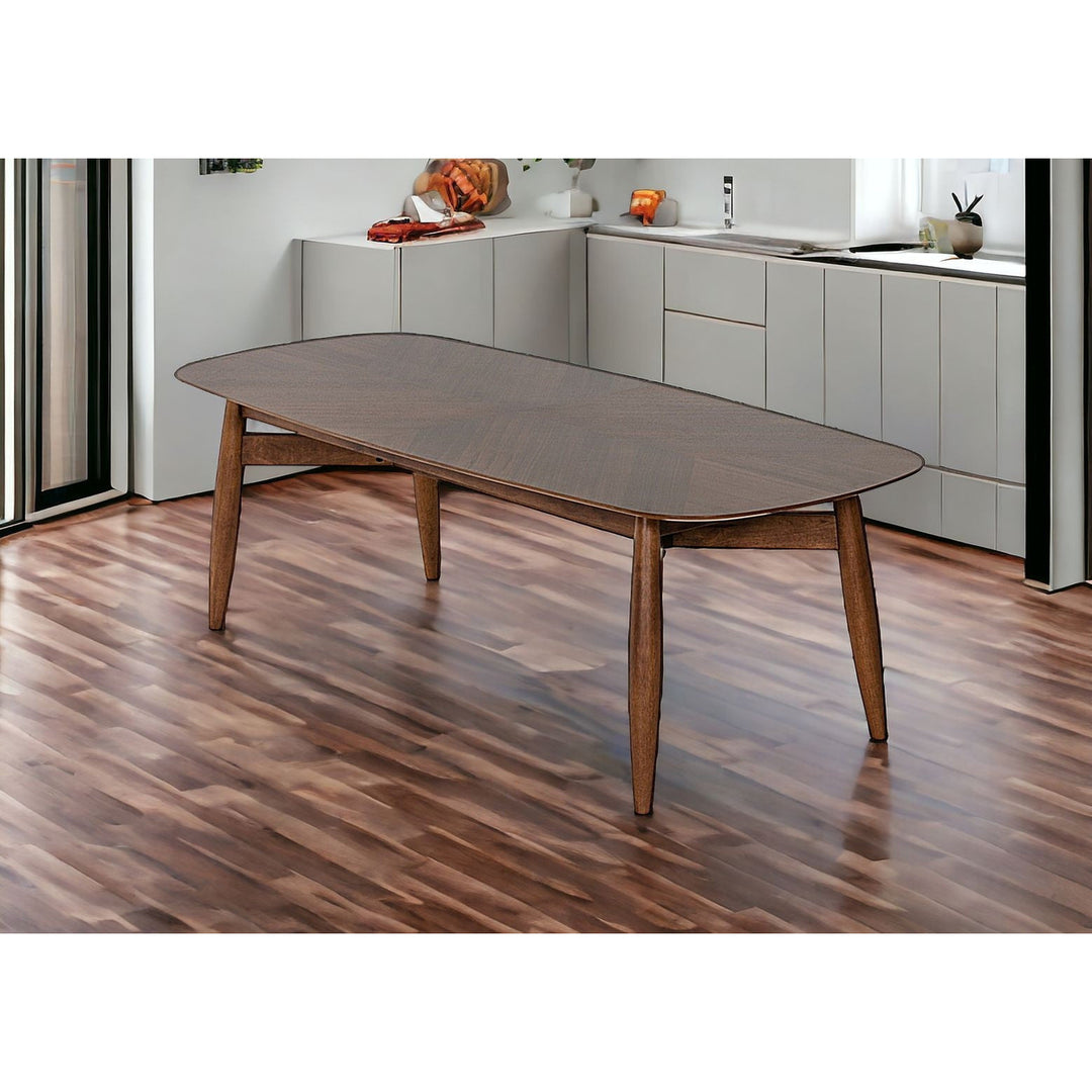 95" Walnut Rounded Rectangular Solid Wood Dining Image 7