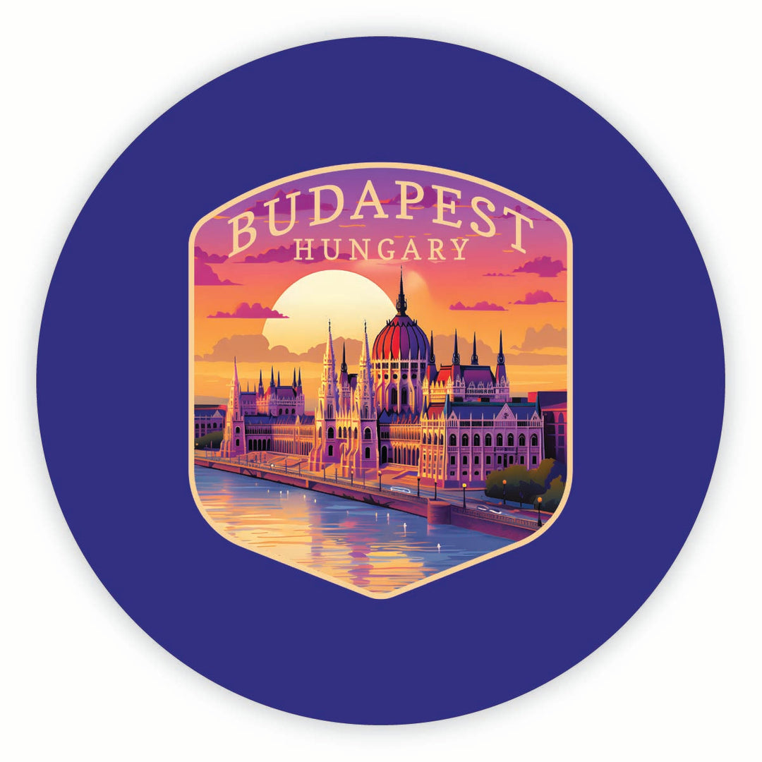 Budapest Hungary Parliament Building Design Souvenir Round Vinyl Decal Sticker Image 1