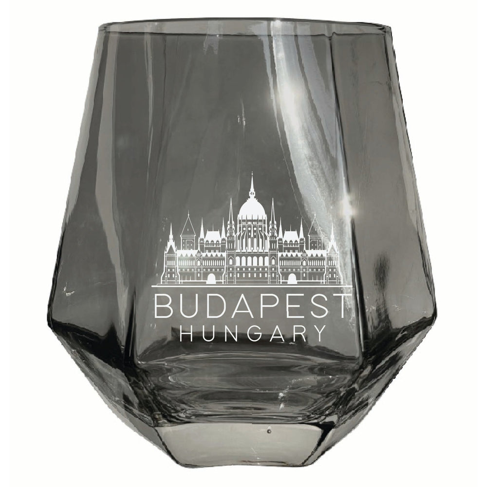 Budapest Hungary Souvenir Stemless Diamond Wine Glass Engraved 15 oz Image 2