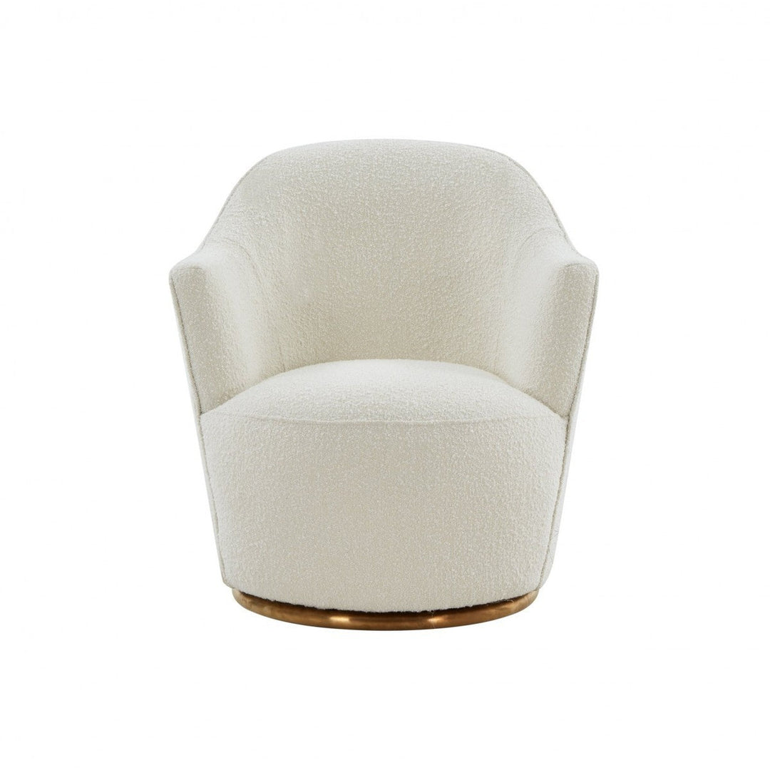 Stylish Sherpa And Gold Metal Swivel Chair Image 2