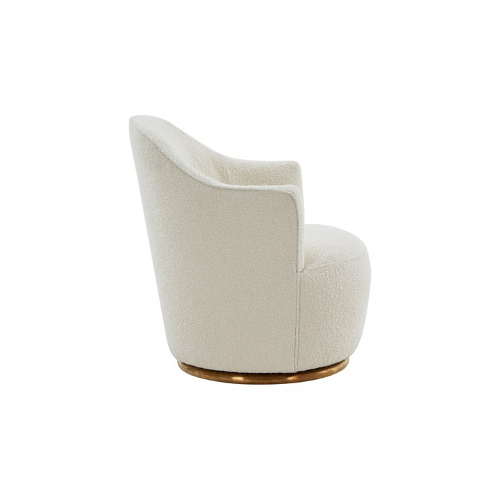 Stylish Sherpa And Gold Metal Swivel Chair Image 4