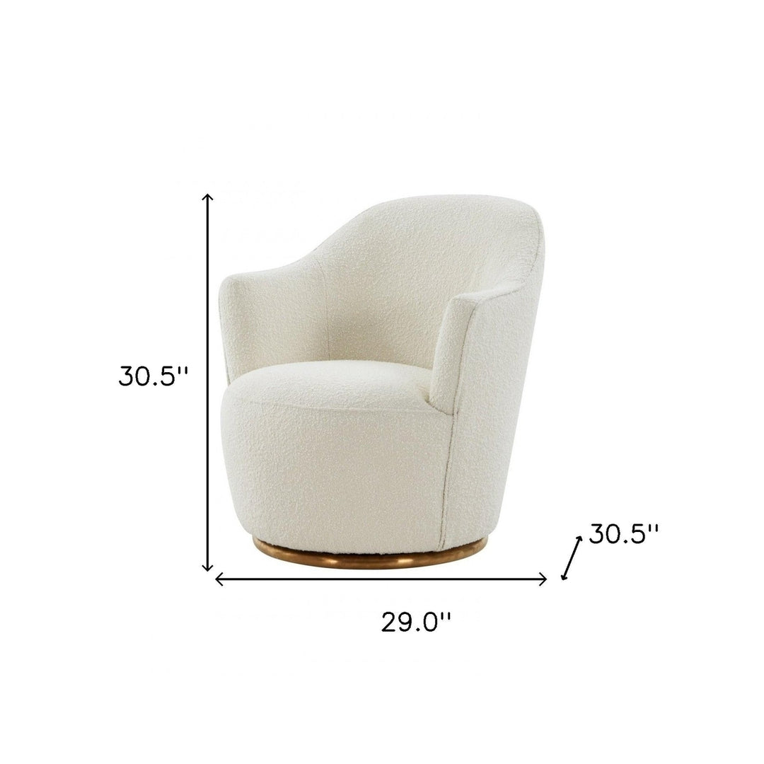 Stylish Sherpa And Gold Metal Swivel Chair Image 5