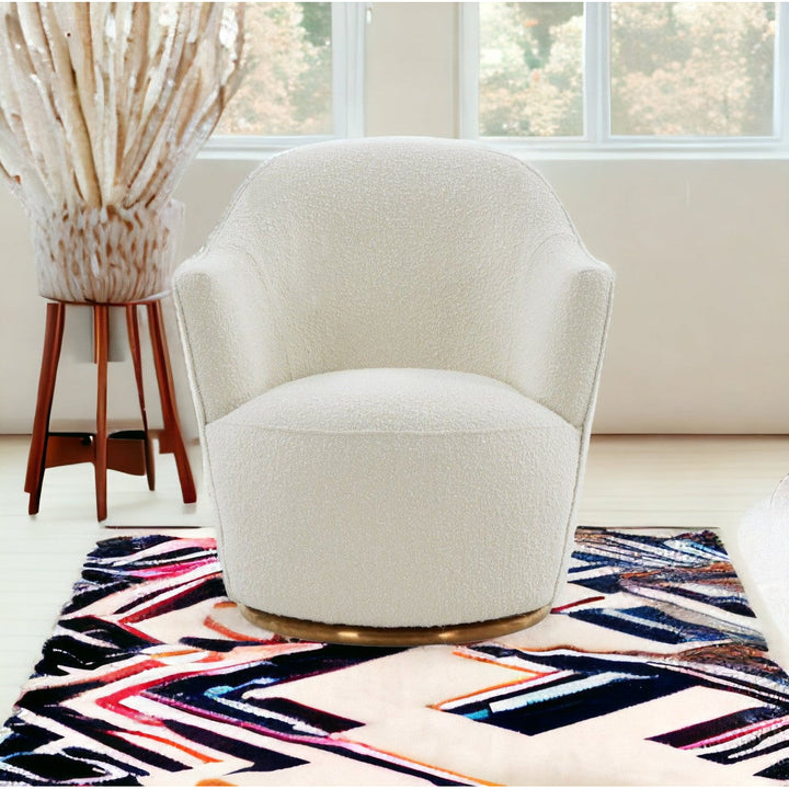 Stylish Sherpa And Gold Metal Swivel Chair Image 6