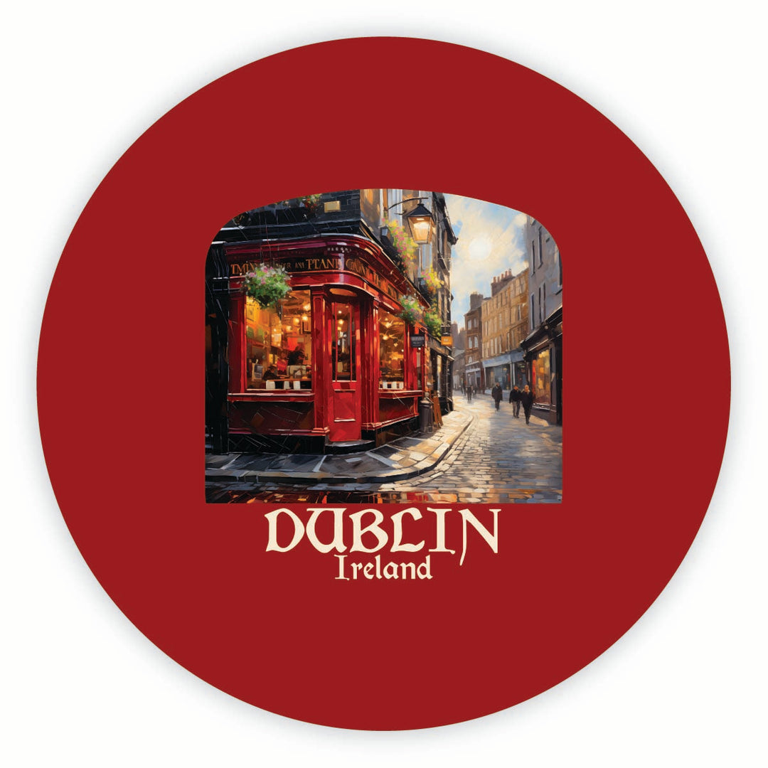 Dublin Ireland Red Pub Design Souvenir Round Vinyl Decal Sticker Image 1