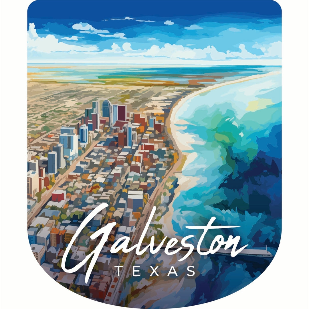 Glaveston Texas Aerial Painting Design Souvenir Vinyl Decal Sticker Image 1