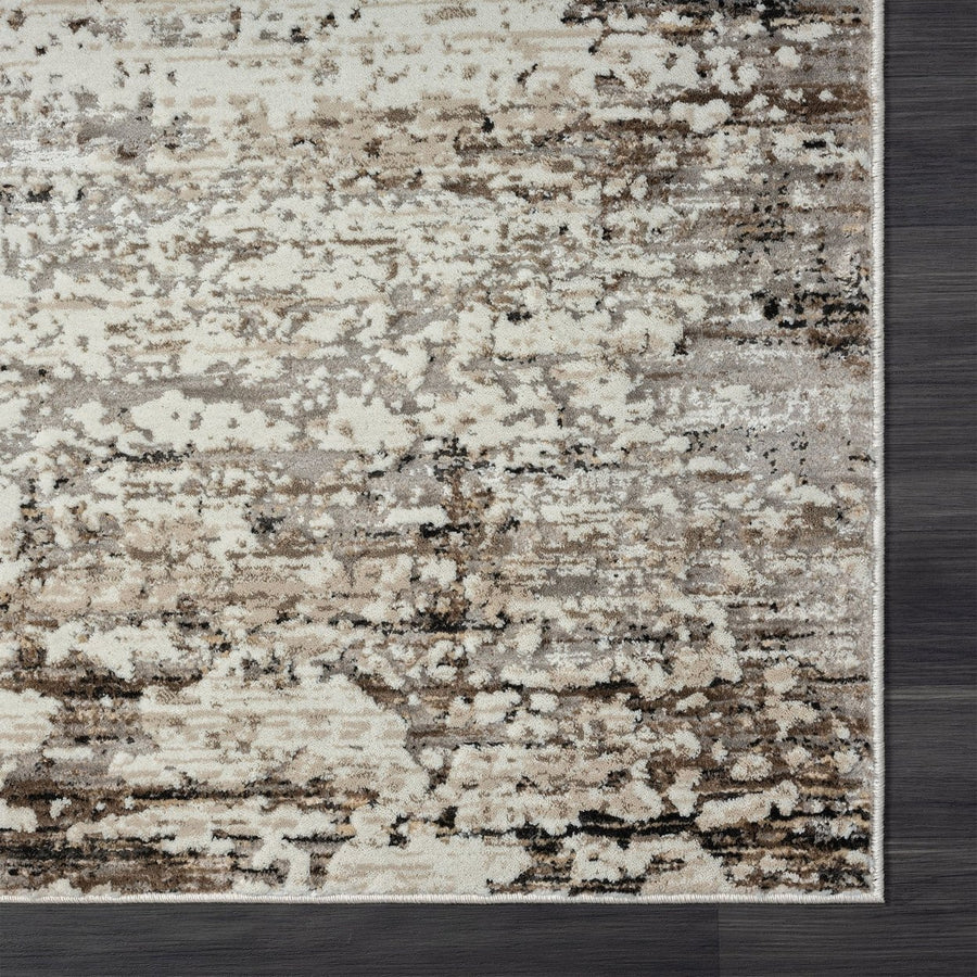 2 X 8 Beige Abstract Distressed Runner Rug Image 1