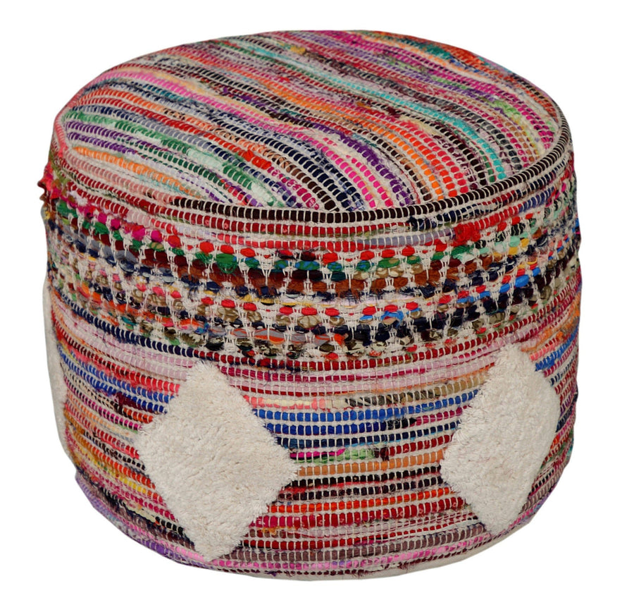 18" Multicolored Cotton Blend Ottoman Image 1