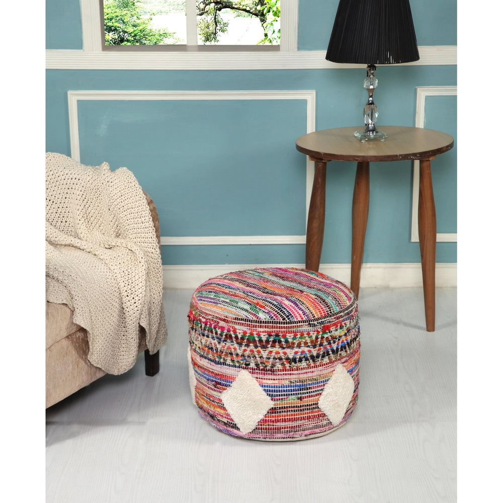 18" Multicolored Cotton Blend Ottoman Image 2