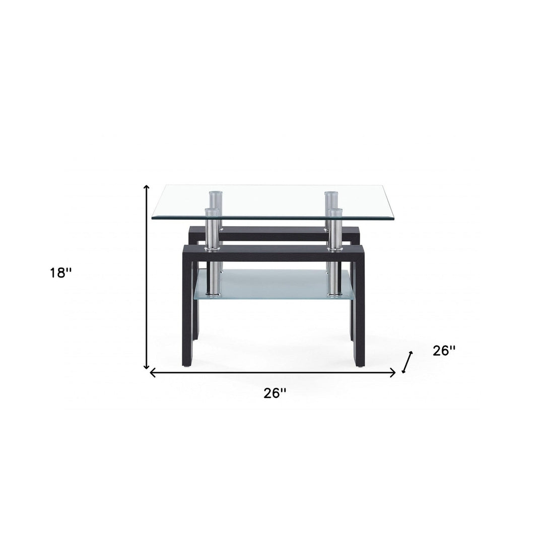 18" Dark Walnut And Clear Glass End Table Image 3