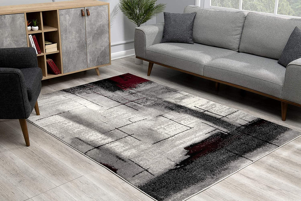 2 X 5 Grey Abstract Area Rug Image 2