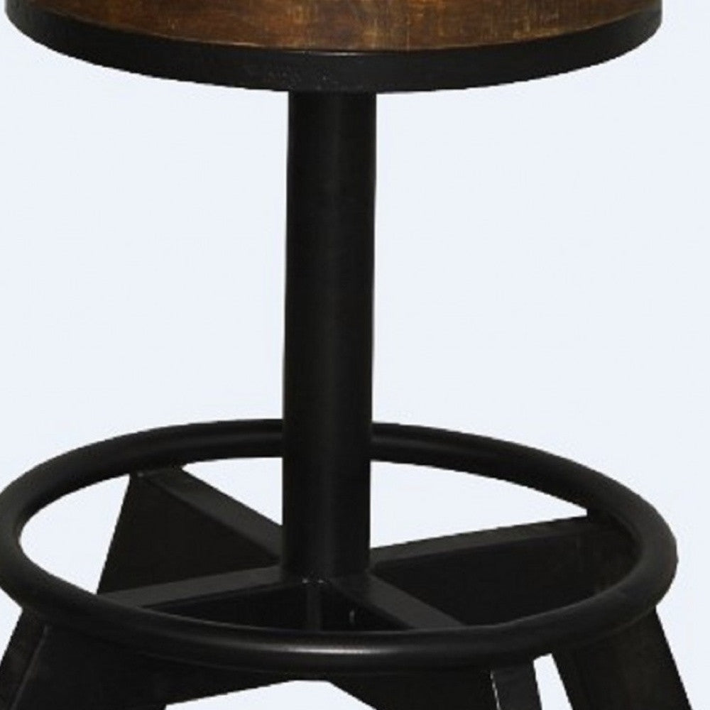 22" Brown And Black Iron Backless Bar Chair Image 4