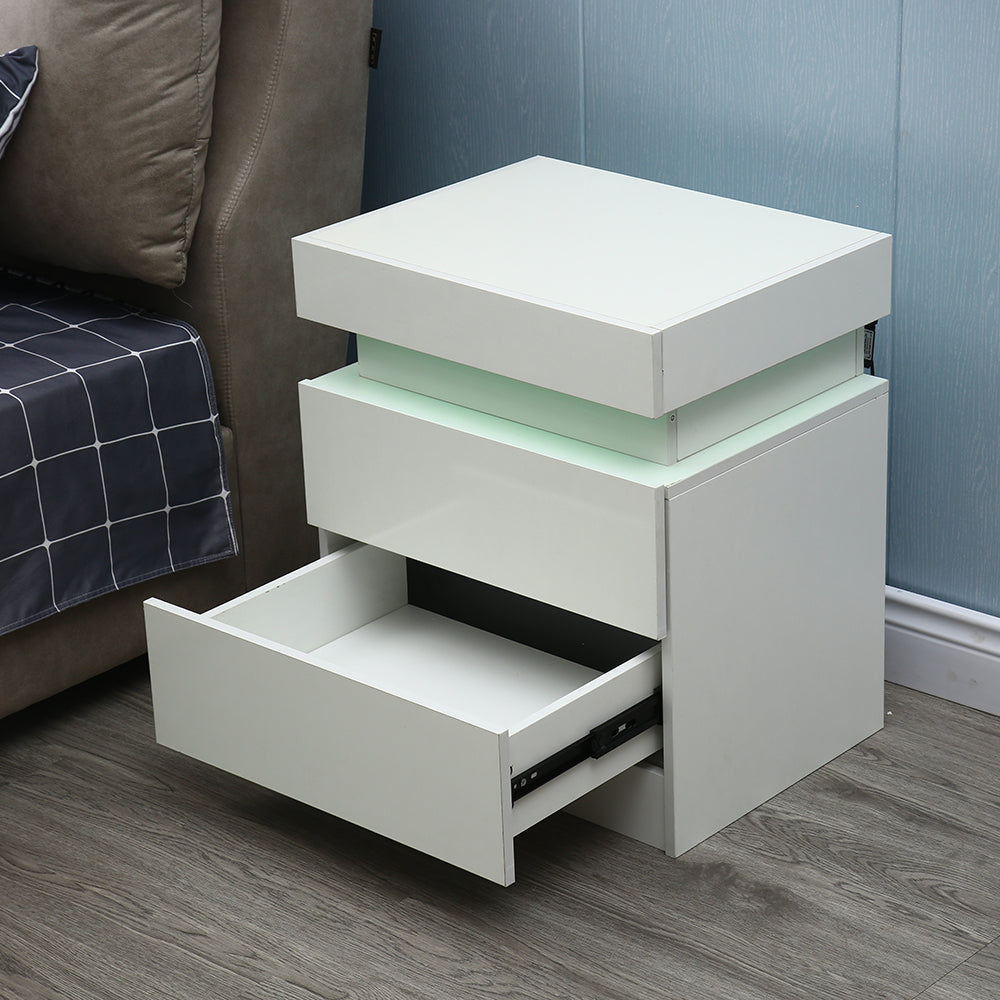 20" White Two Drawer Lighted Nightstand Image 5