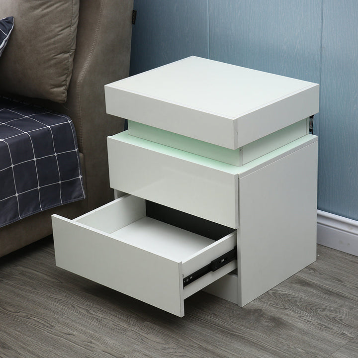 20" White Two Drawer Lighted Nightstand Image 5