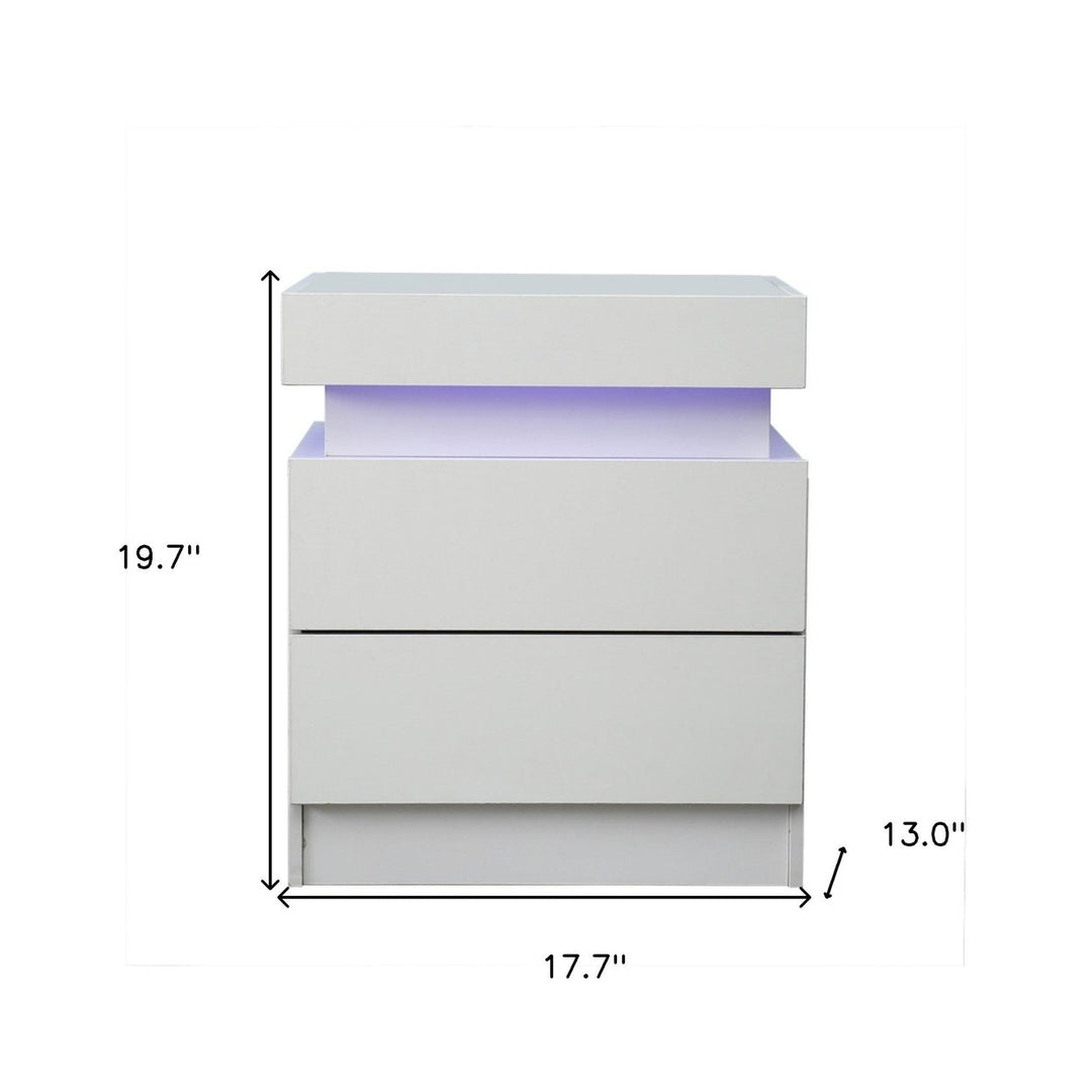 20" White Two Drawer Lighted Nightstand Image 9