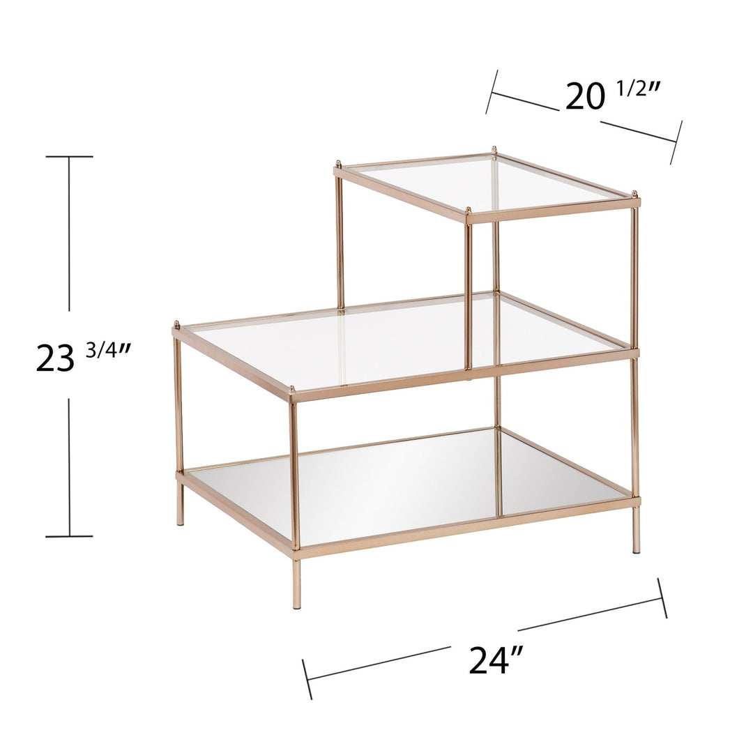 24" Gold And Clear Glass Tiered Rectangular End Table Image 3