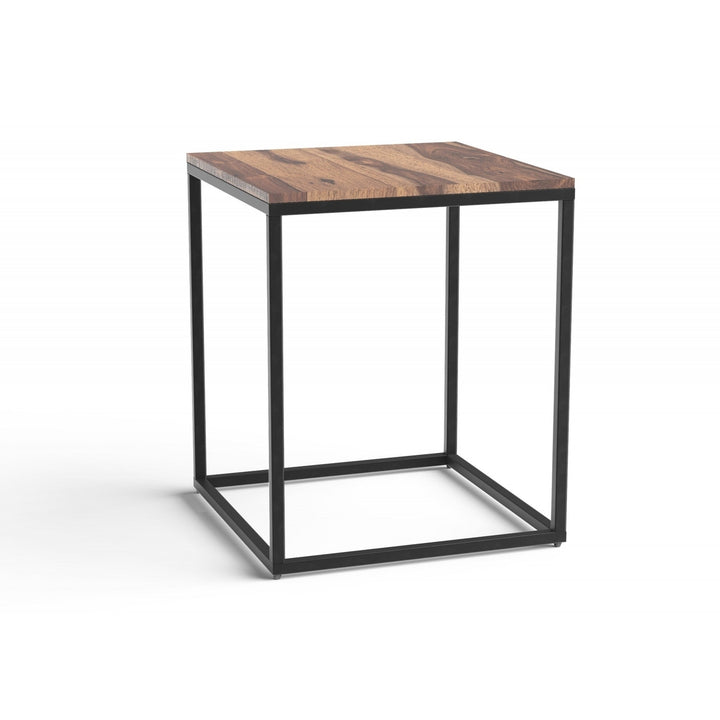 24" Black And Brown Solid Wood End Table Image 1