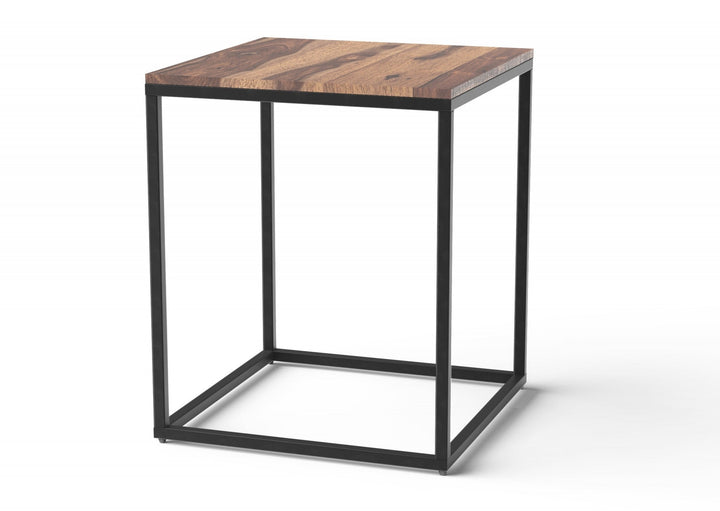 24" Black And Brown Solid Wood End Table Image 3