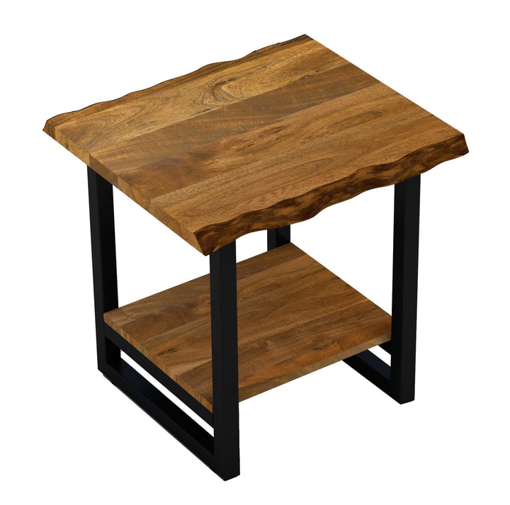 24" Brown Modern Rustic Live Edge Acacia Wood End Table Image 1