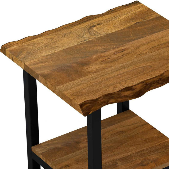 24" Brown Modern Rustic Live Edge Acacia Wood End Table Image 4