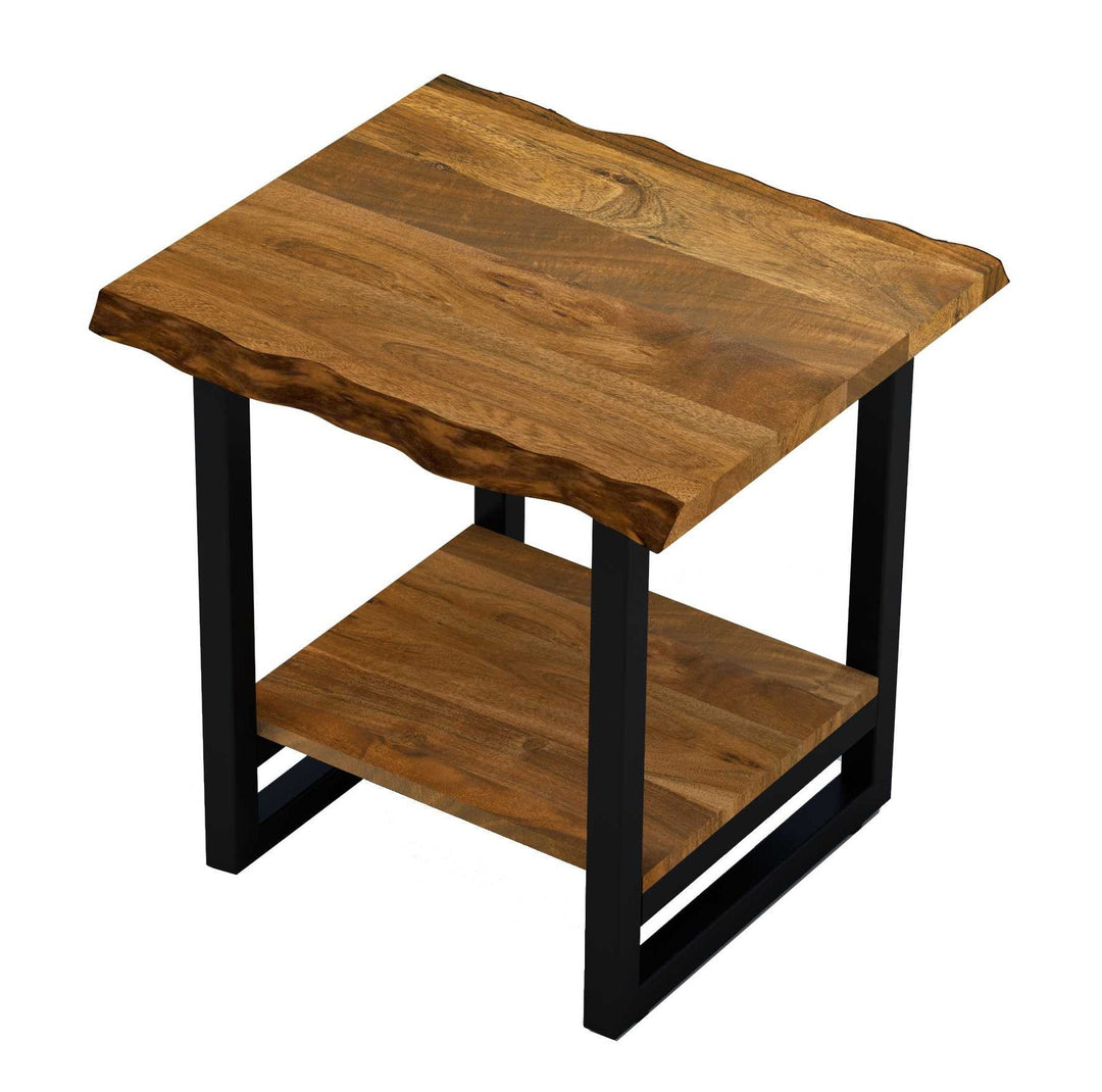 24" Brown Modern Rustic Live Edge Acacia Wood End Table Image 5