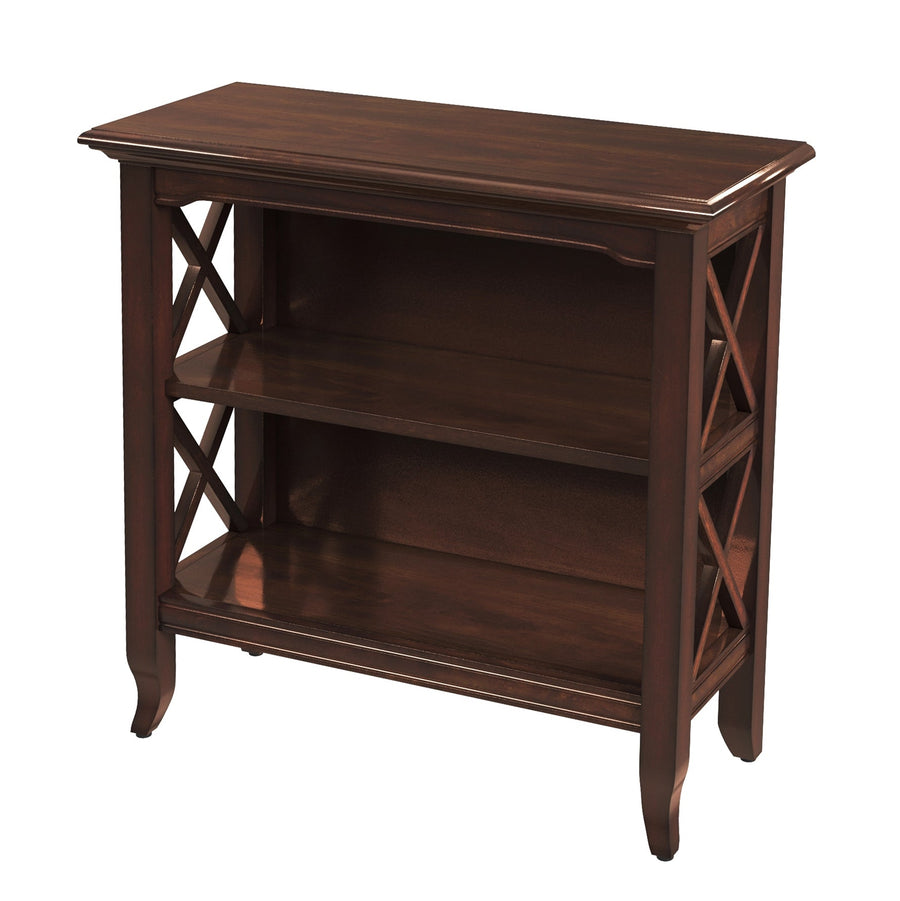 30" Brown Wood Two Tier Bookcase Image 1