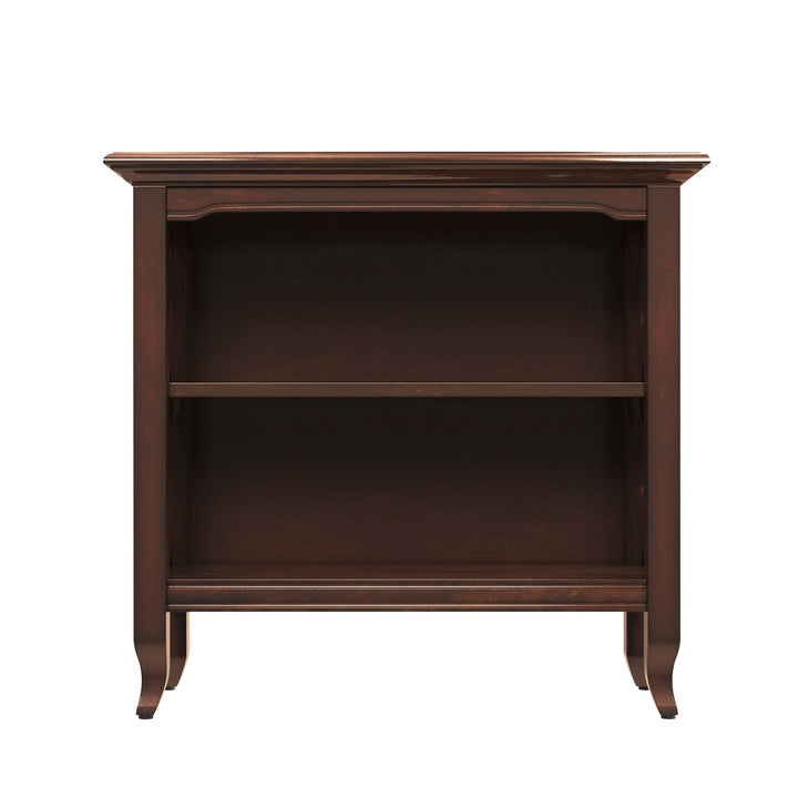 30" Brown Wood Two Tier Bookcase Image 2